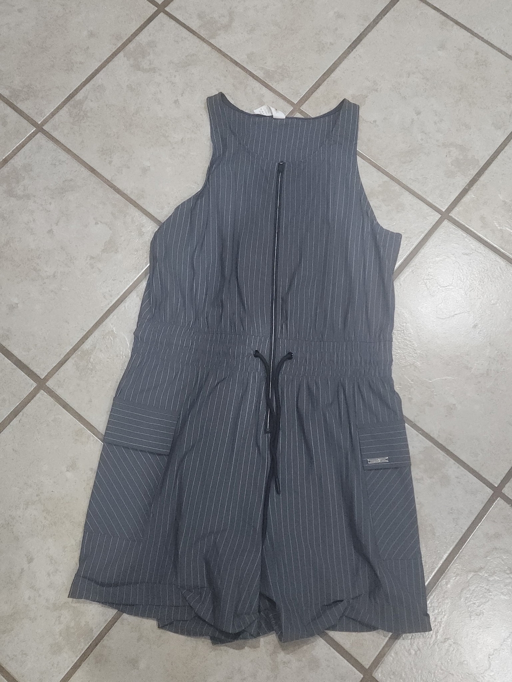 ZYIA Active Gray Pinstripe Romper